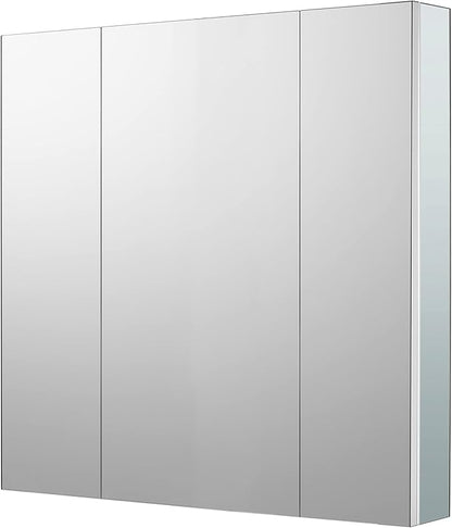 Sunrosa Aluminum Bathroom Medicine Cabinet with Mirror, 36"27.5", Wall-mountable and Recessed-in, 3-door Cabinet Organizer
