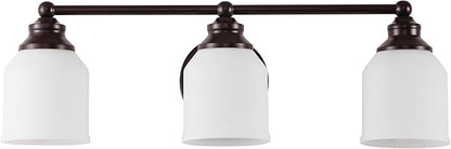 JONATHAN Y 24" Oil Rubbed Bronze/White Modern Farmhouse LED Vanity Light Wall Sconce Fixture, Frosted White Glass Shade, Dimmable Wall Lamp for Bathroom Mirror Kitchen Sink, UL Listed (JYL7551C)