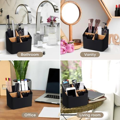 Ayswupt Toothbrush Holders for Bathrooms,Electric Toothbrush and Toothpaste Holder with Divider for Bathroom Countertop Organizer,Toothbrush Caddy for Kids Family Counter Vanity Storage Black