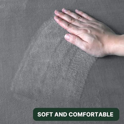 H.VERSAILTEX Bath Mat Memory Foam Set Bathroom Rug Set Flannel Velvety Extra Soft and Absorbent Non Slip Rugs for Bathroom/Bedroom Washable(47"x 17" + 17"x 24" + 20"x 24"U-Shaped, Grey)