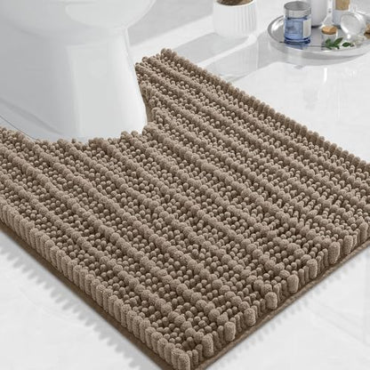 Arotive Toilet Rugs U-Shaped 24x20, Soft Absorbent Chenille Shaggy Bath Mat