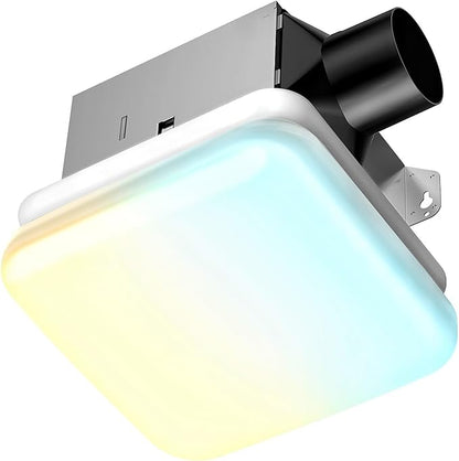 Consciot Bathroom Exhaust Fan with Light, 50 CFM, 1.0 Sone Super Quiet, 1000Lm LED Light, 2700K-5000K 5 Color Selectable & Nightlight, 16W Bath Fan Light Combo