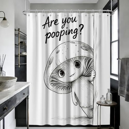 Extra Tall Shower Curtain XL are You Pooping Mushroom, 70 x 78 Inchs