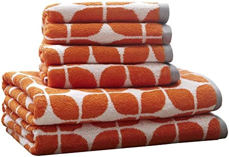 Intelligent Design Lita Cotton Bath Towel Set Jacquard, 6 Piece, Orange