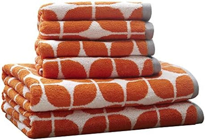 Intelligent Design Lita Cotton Bath Towel Set Jacquard, 6 Piece, Orange