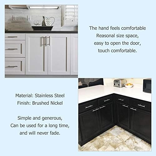 homdiy 15 Pack Brushed Nickel Cabinet Hardware Cabinet Pulls - HD201SN Cupboard Handles Modern Cabinet Door Handles 7-1/2inch Hole Center Modern T-Bar Pulls
