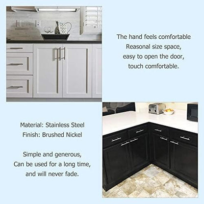 homdiy 15 Pack Brushed Nickel Cabinet Hardware Cabinet Pulls - HD201SN Cupboard Handles Modern Cabinet Door Handles 7-1/2inch Hole Center Modern T-Bar Pulls