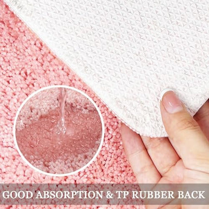Pink Bathroom Rugs - Funny Bath Mats for Bathroom Non Slip Cute Carpet for Floor Decor Water Absorbent Bath Rugs for Sink Bathtub and Shower Pink 20" x 32"