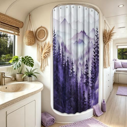 Dark Purple Forest Stall Shower Curtain, 54X72 in Narrow Small, Mountain