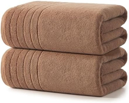 REDKISS 2 Pack Extra Large 35x70 Inch Cotton Bath Towels, Brown