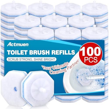 100pcs Disposable Toilet Brush Replacement Head,Bathroom Cleaning,Disposable Bowl Cleaners Compatible with Most Toilet Brushes