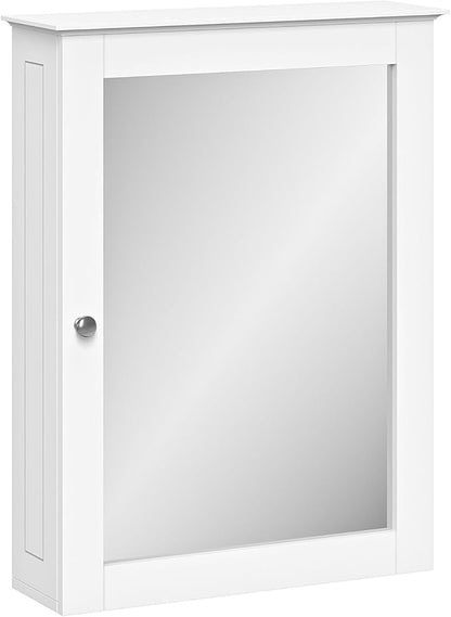 RiverRidge Ashland Wall-Mounted Medicine Cabinet Mirror with Adjustable Shelves - White Bathroom Mirror with Storage