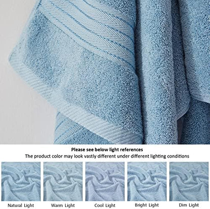 COZYART Luxury Bath Towel Set 6 Pcs, Light Blue 100% Turkish Cotton 650 GSM