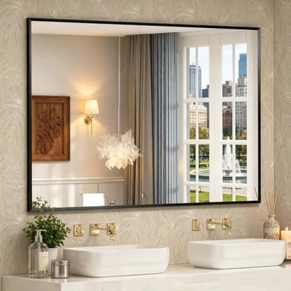 Black Framed Bathroom Mirror for Over Sink 55x36
