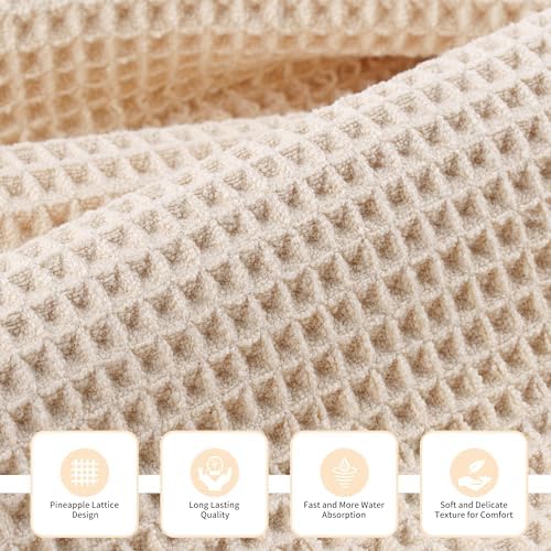 MICROFI New Microfiber Waffle Bath Towels, 3 Pieces, Oversized, Soft, Absorbent, Fast Drying, Lint Free, Includes Bath, Face and Hand Towels 430 GSM