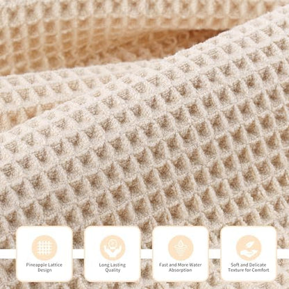 MICROFI New Microfiber Waffle Bath Towels, 3 Pieces, Oversized, Soft, Absorbent, Fast Drying, Lint Free, Includes Bath, Face and Hand Towels 430 GSM