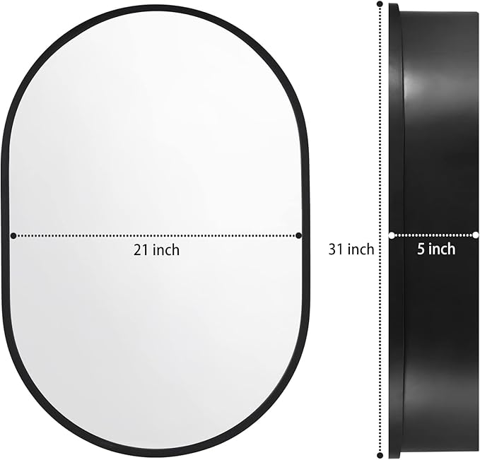 Movo 21 Inch x 31Inch Oval Medicine Cabinet Mirror Bathroom Wall Storage Cabinet Mirror Surface Mount Installation