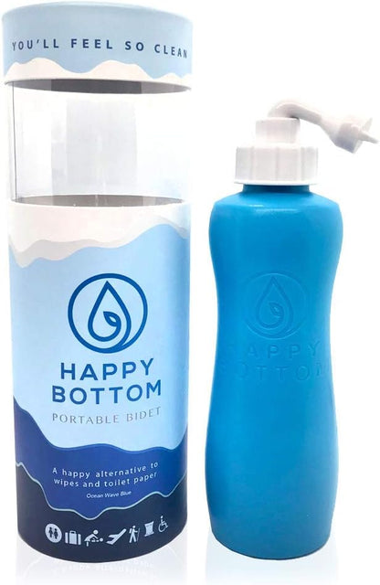 Happy Bottom Portable Bidet | Leak Free Handheld Travel Bidet and Peri Bottle with Angled Nozzle Sprayer | 400 ml Capacity | with Travel Bag