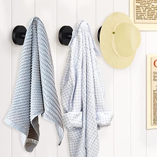 Bathroom Robe Towel Hooks Coat Matte Black Wall Hook Stainless Steel Heavy Duty Door Hanger Towel Robe Clothes Cabinet Closet Sponges Hook for Bathroom Bedroom Kitchen Hotel Pool 8 Packs