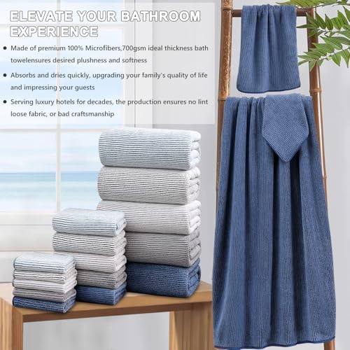 4 Piece Bath Towel Set 35"x70"Oversized Bath Towel for Bathroom Ultra Soft Fluffy Extra Large Bath Sheet Luxury Premium Bathroom Towel Highly Absorbent Quick Dry Shower Towel for Hotel Spa,Navy Blue
