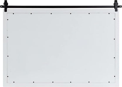 Kate and Laurel Skylan Modern Farmhouse Decorative Wood Framed Wall Mirror; 38 x 27; White and Black; Barn Door-Inspired Transitional Wall Hanging Mirror for Bathroom or Living Room Uses