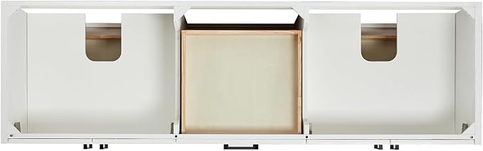 ARIEL Kelly 72-inch Bathroom Vanity with Sink,Solid Wood, 1.5-inch Pure White Quartz Countertop & Backsplash, Double Rectangular Porcelain Sink, 4 Soft Closing Doors, 5 Dovetail Drawers, White