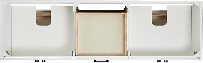 ARIEL Kelly 72-inch Bathroom Vanity with Sink,Solid Wood, 1.5-inch Pure White Quartz Countertop & Backsplash, Double Oval Porcelain Sink, 4 Soft Closing Doors, 5 Dovetail Drawers, White