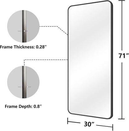 Koonmi Metal Framed Bathroom Mirror, 30"X71" Anti-Rust Bathroom Vanity Mirror, High-Definition Tempered Glass Bathroom Mirrors for Over Sink, Modern Decorative Wall Mirror for Restroom