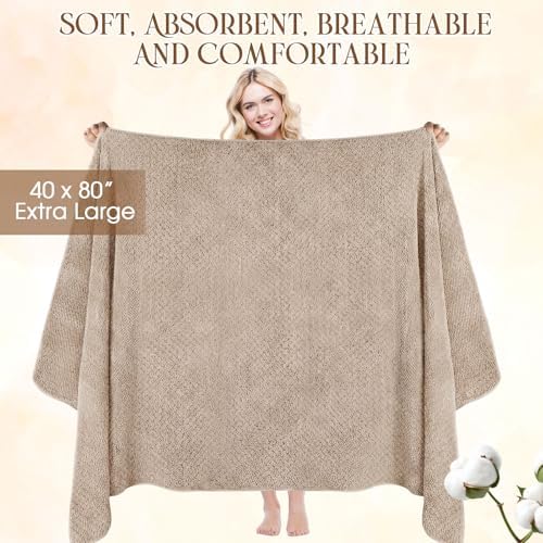 Peryiter 6 Pcs Bath Towel Set, Oversized Bath Sheet for Adults, Khaki