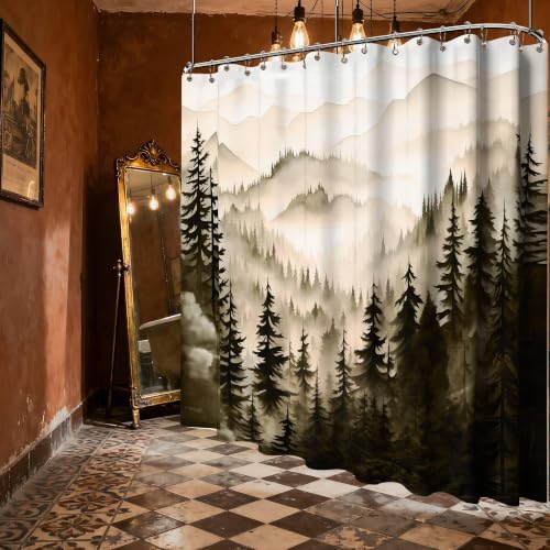 Dark Brown Forest Extra Wide Shower Curtain, 108X72 in for Clawfoot Tub