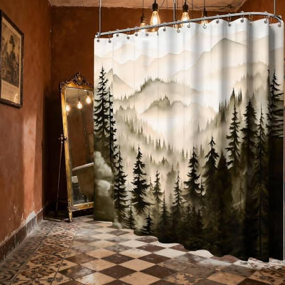 Dark Brown Forest Extra Wide Shower Curtain, 108X72 in for Clawfoot Tub