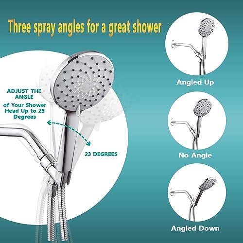 All Metal Handheld Shower Head Holder - Adjustable Shower Rod Holder with Brass Pivot Ball - Handheld Shower Head Holder - Shower Hose Holder for attaching Shower arm to Shower Hose, Chrome…