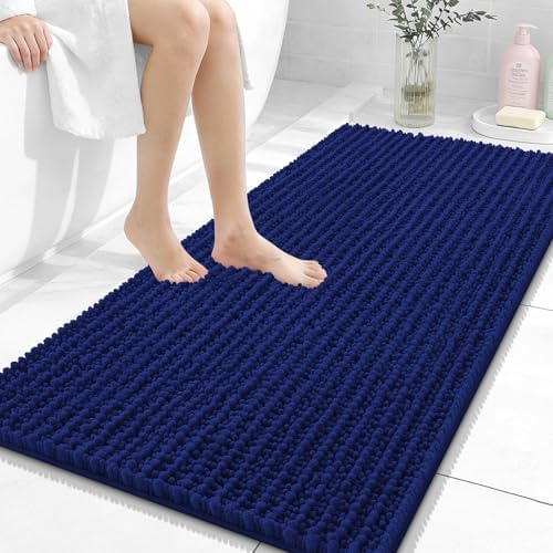 OLANLY Bathroom Runner Rugs 47x24, Thick Soft Absorbent Chenille Bath Rugs