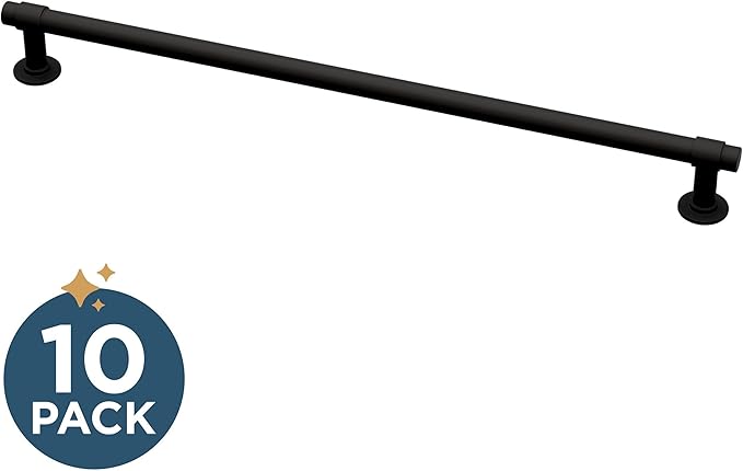 Franklin Brass 10 Pack Matte Black Cabinet Handles 10 inch (256mm) Kitchen Cabinet Handles and Drawer Pulls for Cupboards and Dressers | Francisco Collection