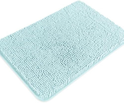 Aqua Bathroom Rugs – Absorbent and Washable Bath Mat, Non-Slip, Thick Soft Chenille Bath Rugs for Bathroom Floor, Shower, Sink - 17" x 24"