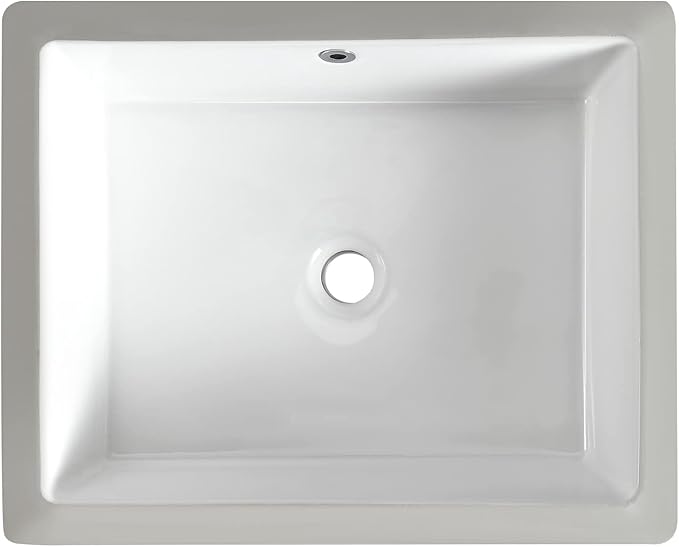 20 Inch Undermount Bathroom Sink Rectangle Undermount Sink White Ceramic Under Counter Bathroom Sinks with Overflow (19.7"x15.7")