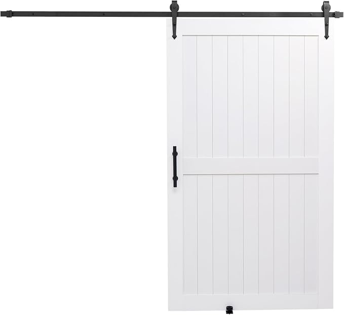 VEVOR Sliding Barn Door, 48 x 84 inch, High-Strength MDF Panel, Barn Door with Hardware Kit, Water-Proof PVC Surface, Easy to Install, H-Frame, Smoothly and Quietly Sliding for Living Room, Bathroom