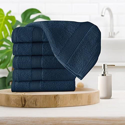 Belizzi Home Ultra Soft 6-Piece Hand Towel Set 16x28-100% Ringspun Cotton - Durable & Highly Absorbent Hand Towels - Ideal for use in Bathroom, Kitchen, Gym, Spa & General Cleaning - Mineral Blue