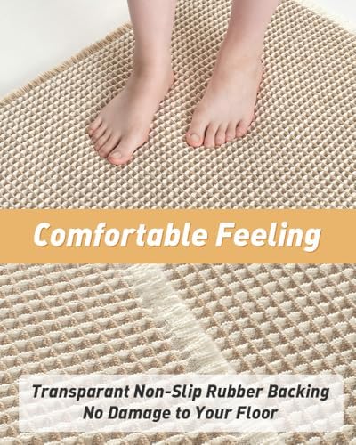 Upgraded Waffle Bath Mat Ultra Absorbent Non Slip Bathroom Mat, 18" x 30"