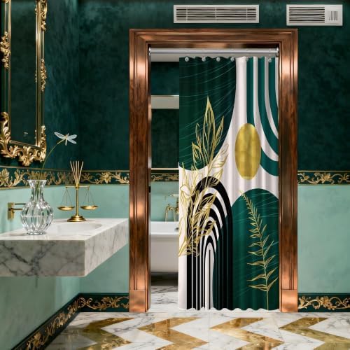 Emerald Green and Gold Stall Shower Curtain, 36X72 in Narrow Small