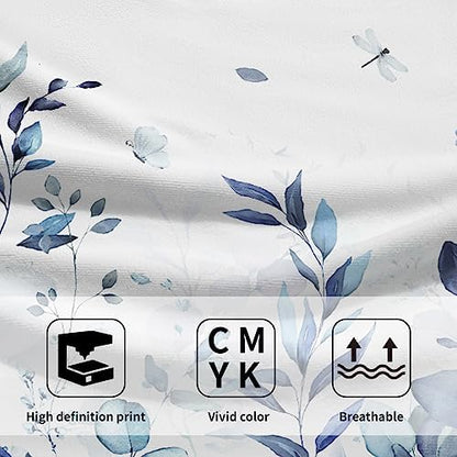 Blue Eucalyptus Leaves Hand Towels Set of 2, Botanical Leaf Floral Face Towel 28X14 inch, Quick Dry Super Absorbent Soft Washcloths for Kitchen Bathroom Yoga Workout Gym