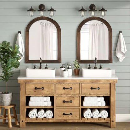 LOSOUR 2 Pack 40x30 Inch Arched Mirror, Farmhouse Decor Solid Wood Wall Mirror, Bathroom Mirrors, Vintage Mirror for Bathroom, Living Room,Bedroom, Entryway, Hallway,Foyer (Coffee, 2 Pack-40"L x 30"W)