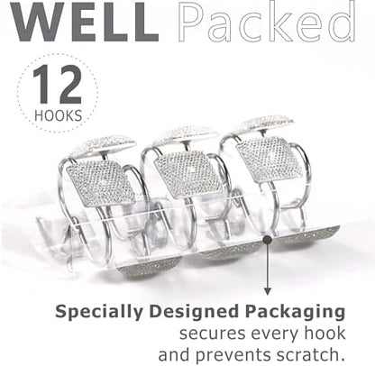 Clear Bling Shower Curtain Hooks: Christmas Bathroom Curtain Rings, 12Pcs