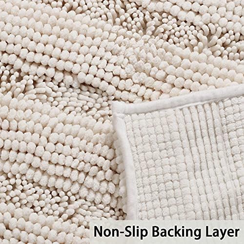 Turquoize Bathroom Rug 24"x36", Soft Absorbent Chenille Bath Rug, Ivory