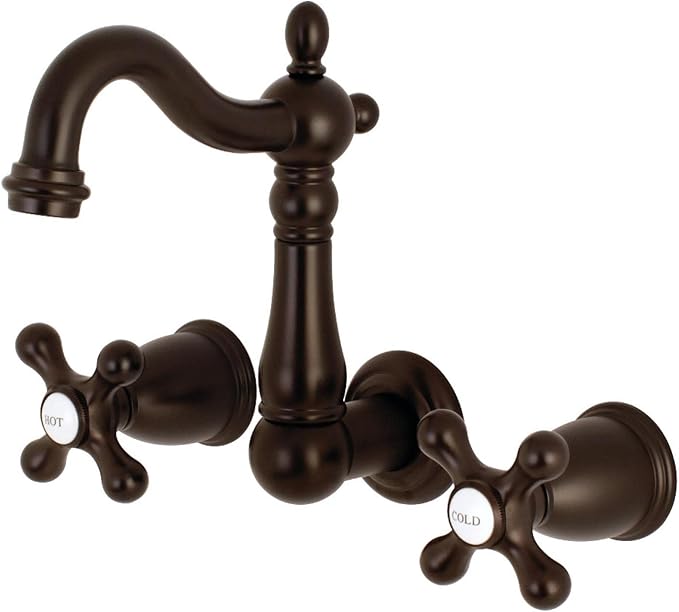 Kingston Brass KS1225AX Heritage Wall Mount Bathroom Faucet, Oil Rubbed Bronze