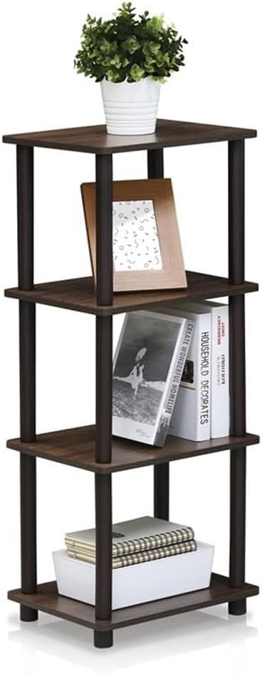 FURINNO Turn-N-Tube Shelf, 3 Space, Walnut/Brown