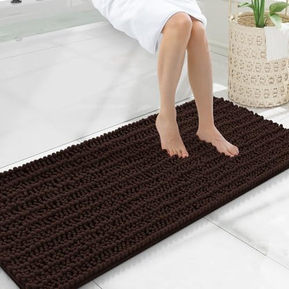 Smiry Bathroom Rugs 47X20, Extra Soft Rubber Backing Chenille Bath Mats