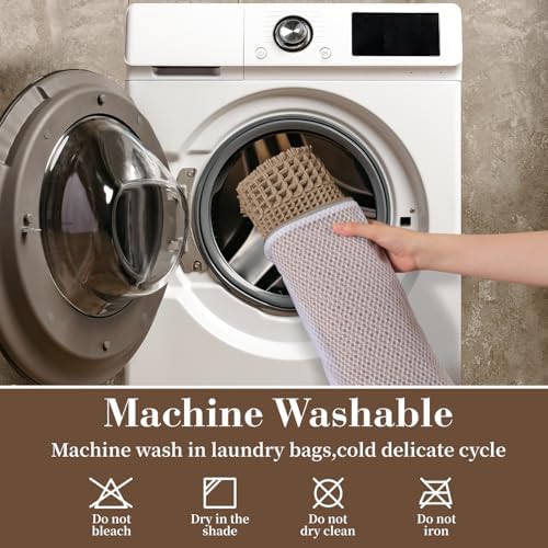 RESARE Waffle Bath Mat for Bathroom, Non Slip Bathroom Rugs 18"x30" Brown