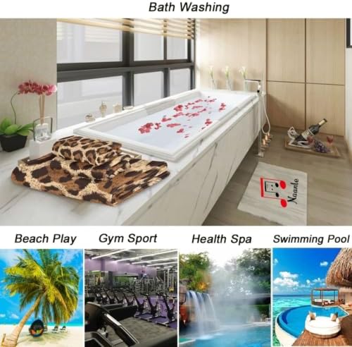 Naanle Leopard Soft Set of 3 Towels, 1 Bath Towel+1 Hand Towel+1 Washcloth, Decorative for Bathroom, Hotel, Kitchen, Spa and Beach