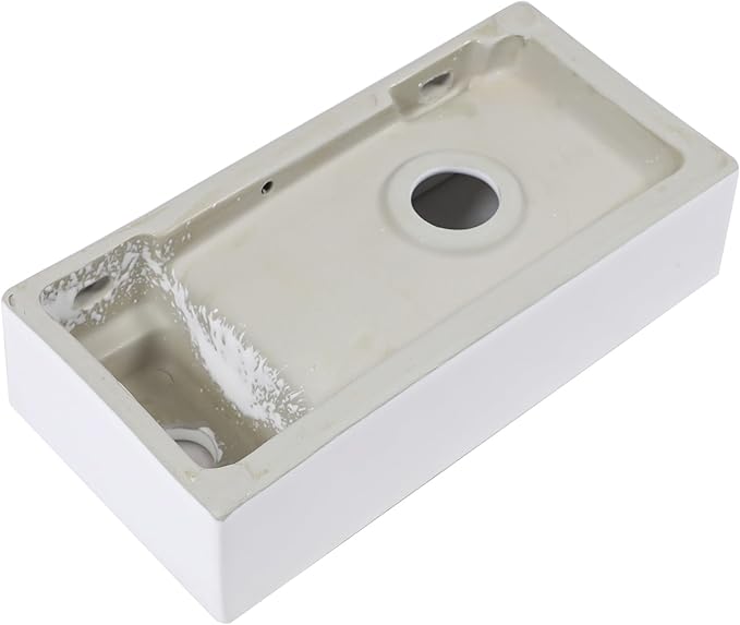 Sarlai Floating Vessel Sink Wall Mounted - 15"x7" Wall Mount Hang Small Bathroom Sinks Tiny Small Modern Rectangle Floating White Porcelain Ceramic Vanity Sink, Right Hand